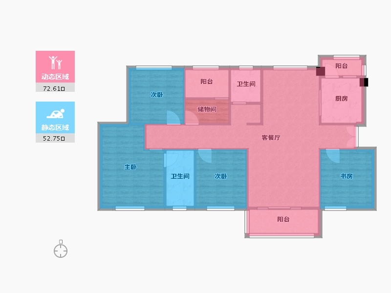 湖南省-长沙市-永实蔷薇国际21号楼,9号楼D户型141m²-114.14-户型库-动静分区