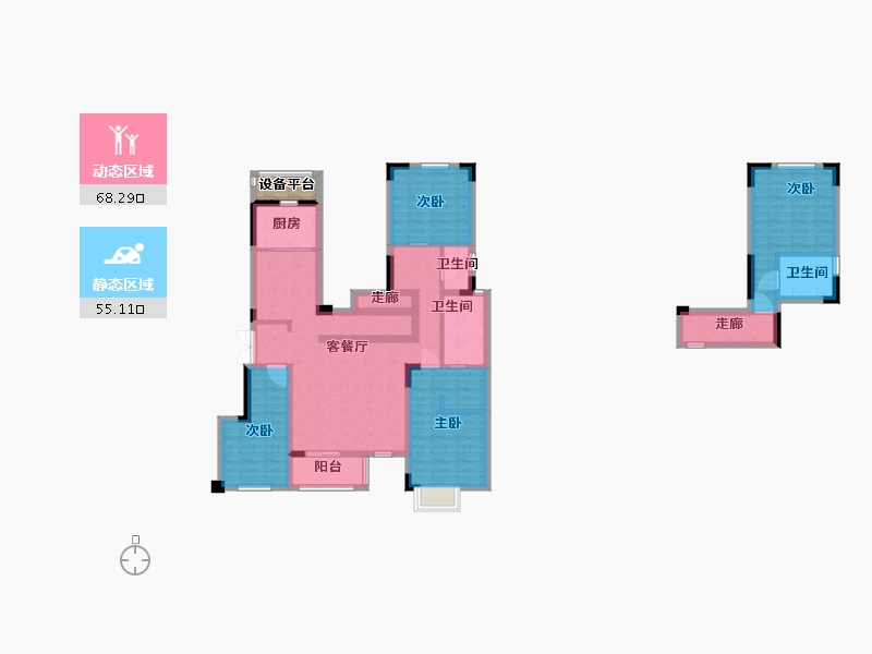 湖南省-长沙市-金辉优步花园8，9，10，11号楼D1133m²-109.22-户型库-动静分区