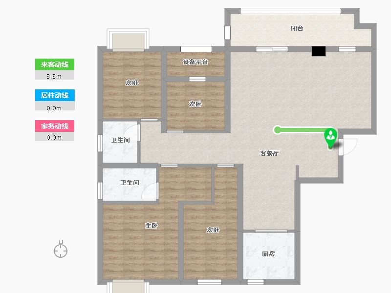 湖南省-长沙市-福晟钱隆公馆1，3号楼A户型142m²-118.44-户型库-动静线