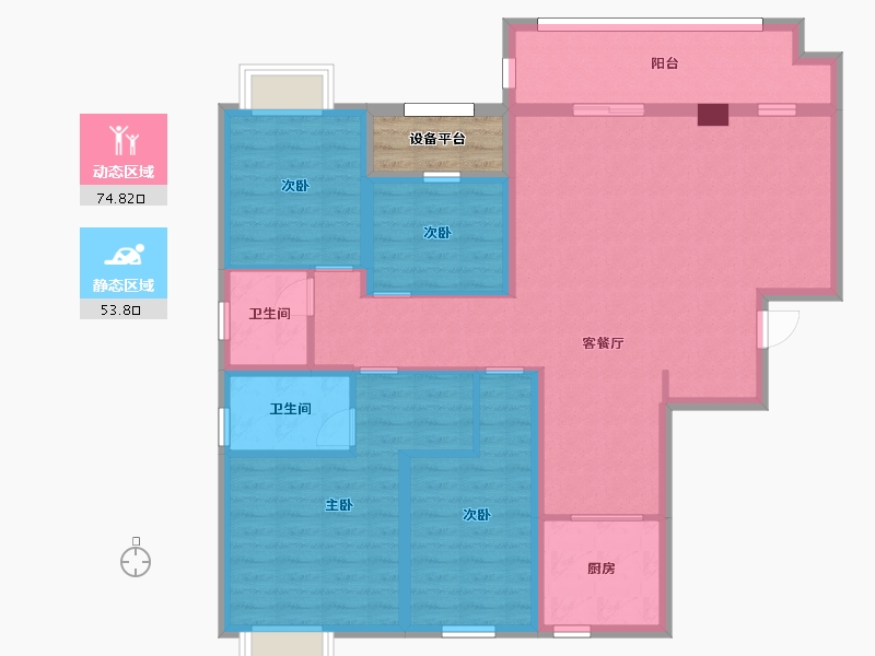 湖南省-长沙市-福晟钱隆公馆1，3号楼A户型142m²-118.44-户型库-动静分区