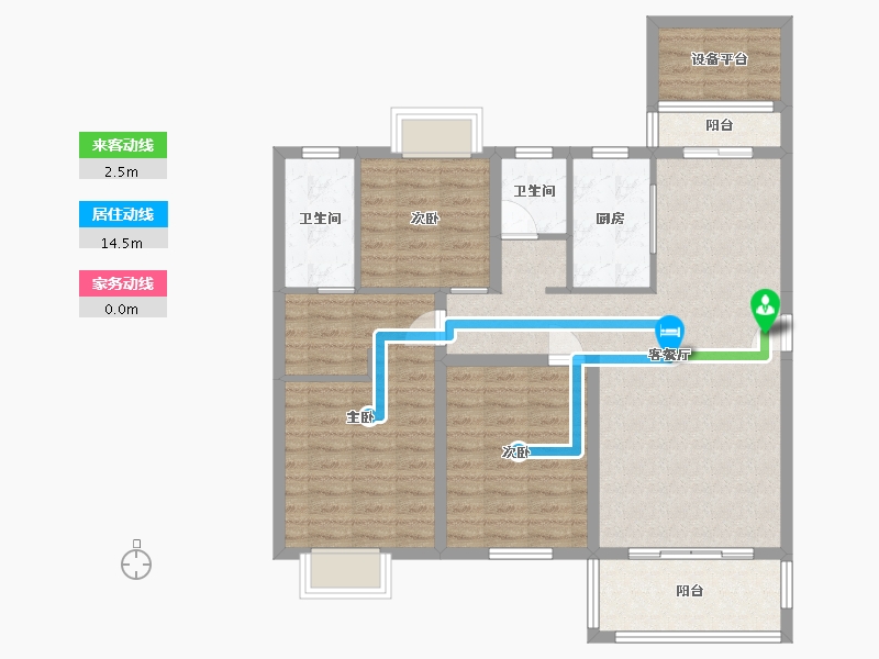 湖南省-长沙市-天鸿中央大院8B4户型131m²-99.42-户型库-动静线