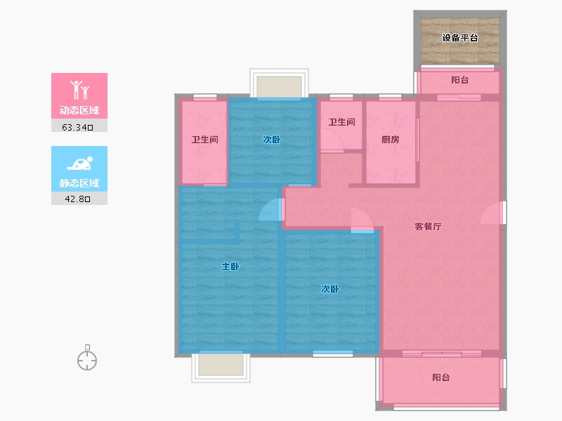 湖南省-长沙市-天鸿中央大院8B4户型131m²-99.42-户型库-动静分区