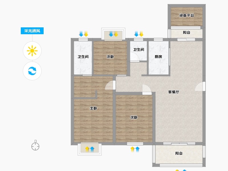 湖南省-长沙市-天鸿中央大院8B4户型131m²-99.42-户型库-采光通风