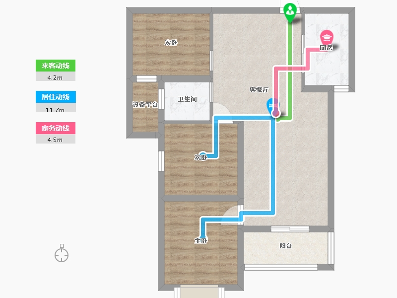 湖南省-长沙市-天鸿中央大院9号楼A3户型92m²-69.72-户型库-动静线