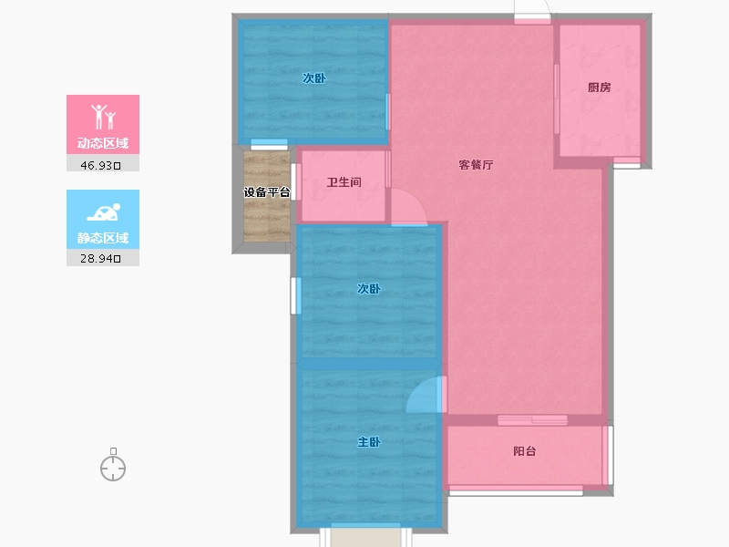 湖南省-长沙市-天鸿中央大院9号楼A3户型92m²-69.72-户型库-动静分区