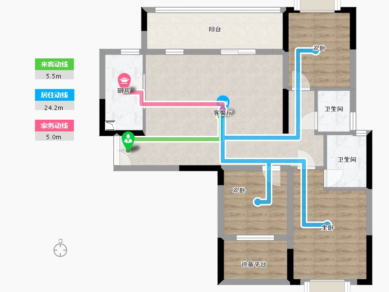 湖南省-长沙市-天鸿中央大院9号楼A2户型114m²-90.24-户型库-动静线