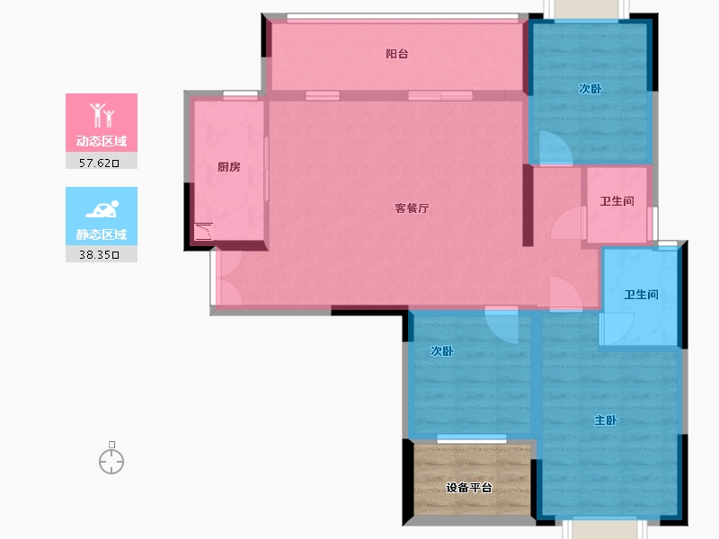 湖南省-长沙市-天鸿中央大院9号楼A2户型114m²-90.24-户型库-动静分区