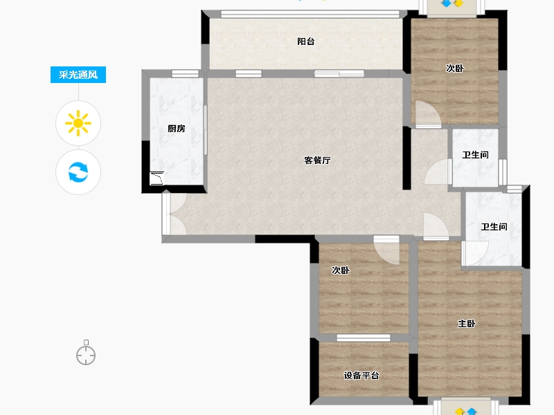 湖南省-长沙市-天鸿中央大院9号楼A2户型114m²-90.24-户型库-采光通风