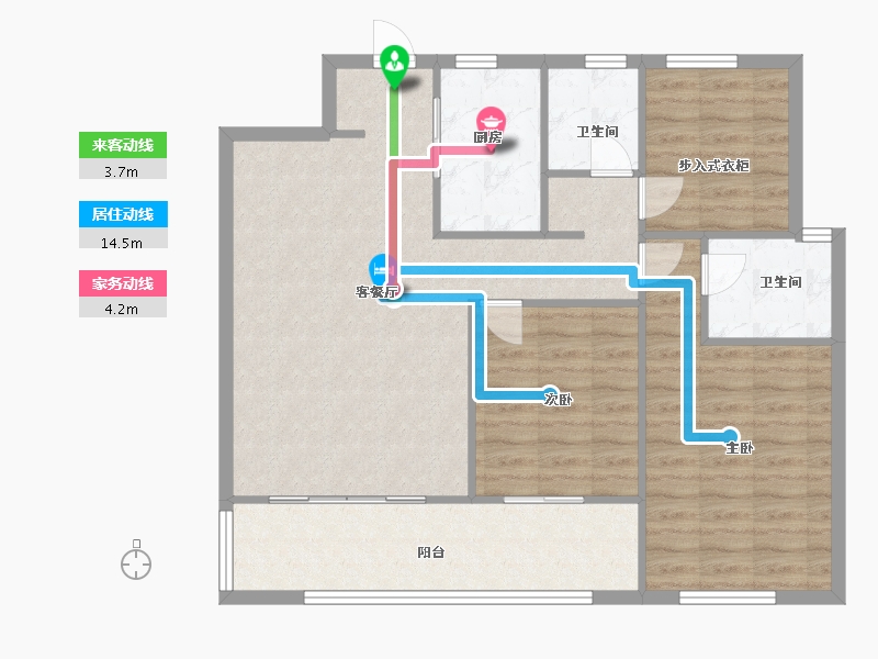 湖南省-长沙市-新力铂园10,9栋B1户型116m²-92.80-户型库-动静线