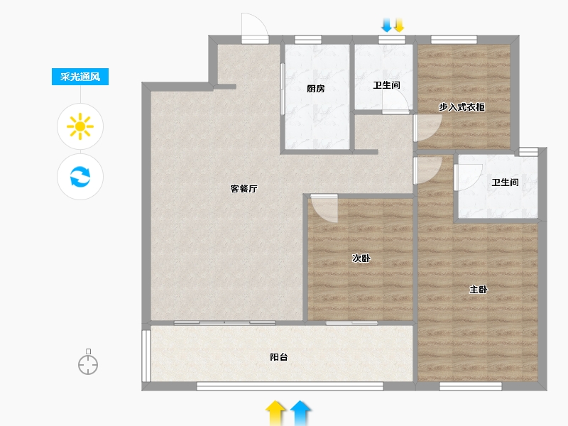 湖南省-长沙市-新力铂园10,9栋B1户型116m²-92.80-户型库-采光通风