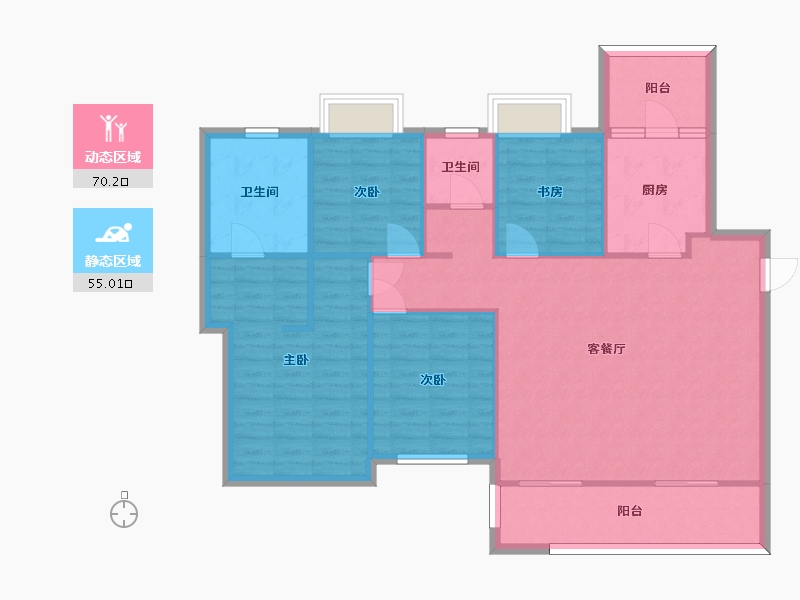 湖南省-长沙市-新力铂园8栋A1户型157m²-114.53-户型库-动静分区