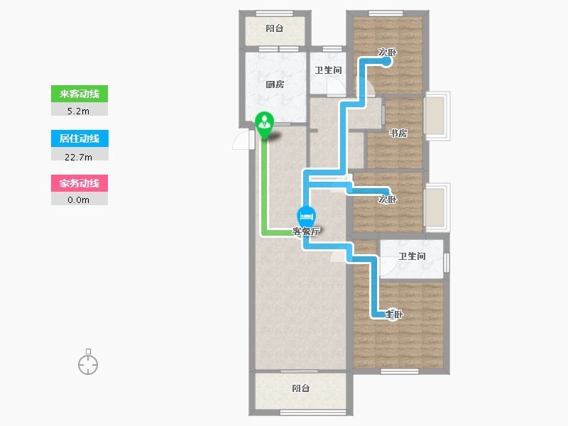 湖南省-长沙市-恒泰芙蓉悦府3A栋A户型126m²-101.00-户型库-动静线