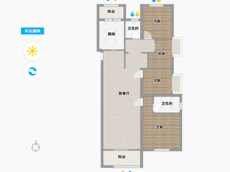 湖南省-长沙市-恒泰芙蓉悦府3A栋A户型126m²-101.00-户型库-采光通风