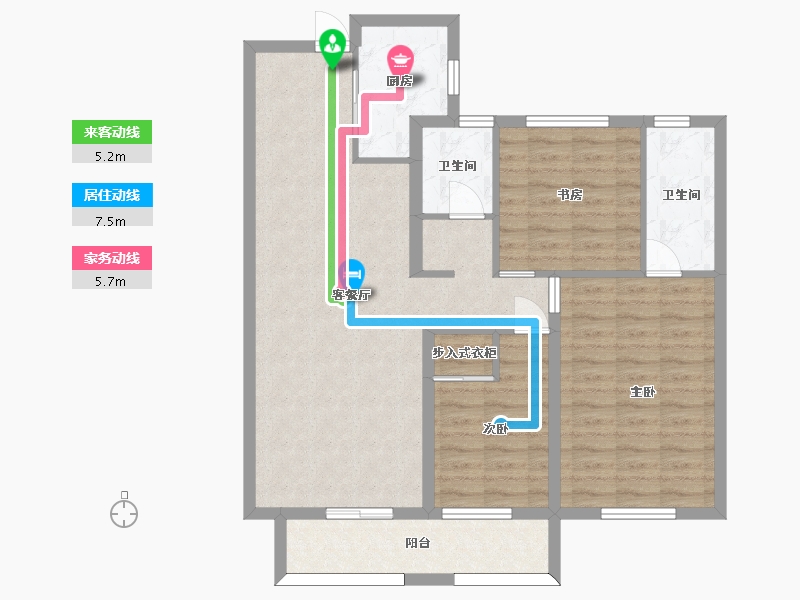 湖南省-长沙市-恒泰芙蓉悦府6,7栋C户型116m²-93.00-户型库-动静线