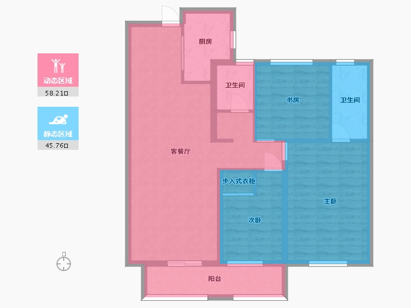 湖南省-长沙市-恒泰芙蓉悦府6,7栋C户型116m²-93.00-户型库-动静分区