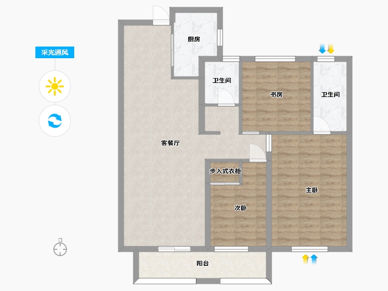 湖南省-长沙市-恒泰芙蓉悦府6,7栋C户型116m²-93.00-户型库-采光通风