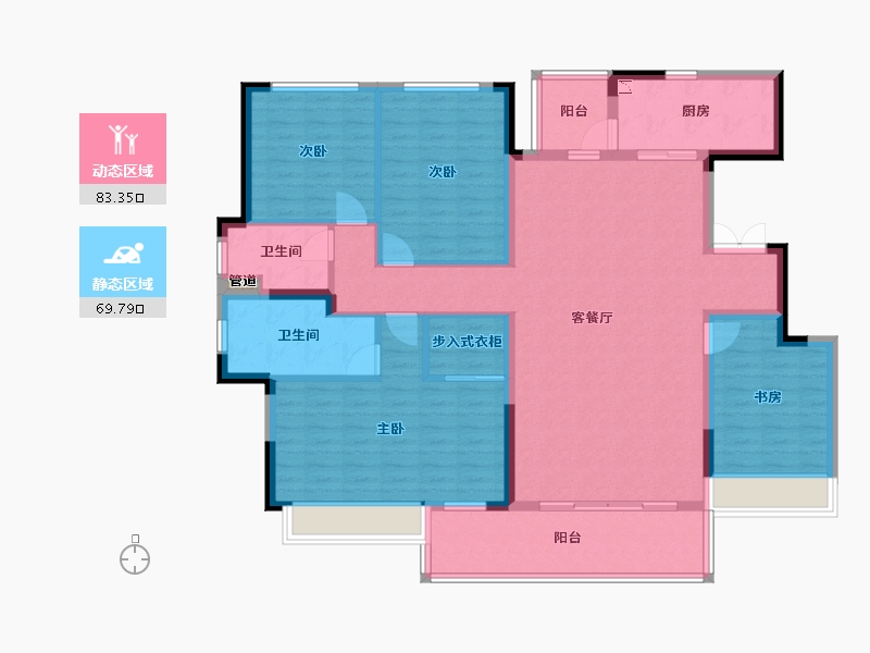 四川省-成都市-中车共享城A户型167m²-138.51-户型库-动静分区