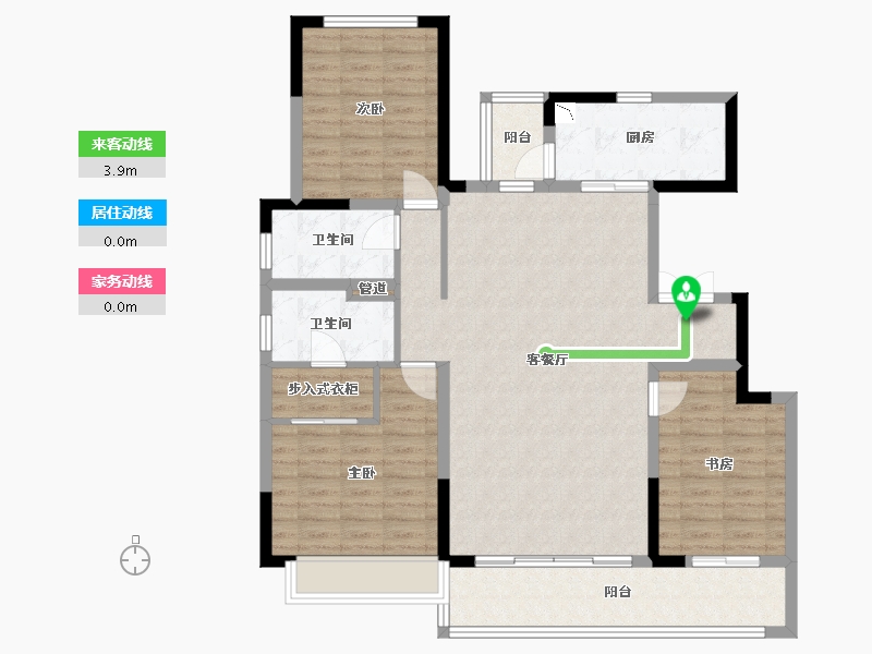 四川省-成都市-中车共享城B户型138m²-111.30-户型库-动静线