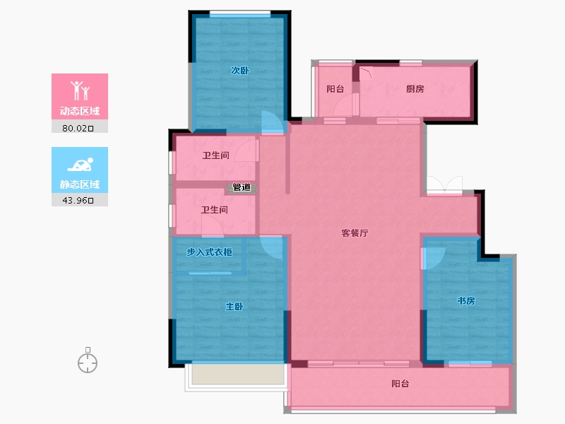 四川省-成都市-中车共享城B户型138m²-111.30-户型库-动静分区