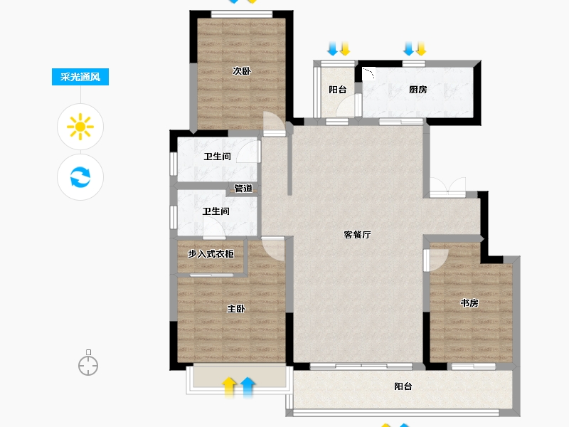 四川省-成都市-中车共享城B户型138m²-111.30-户型库-采光通风