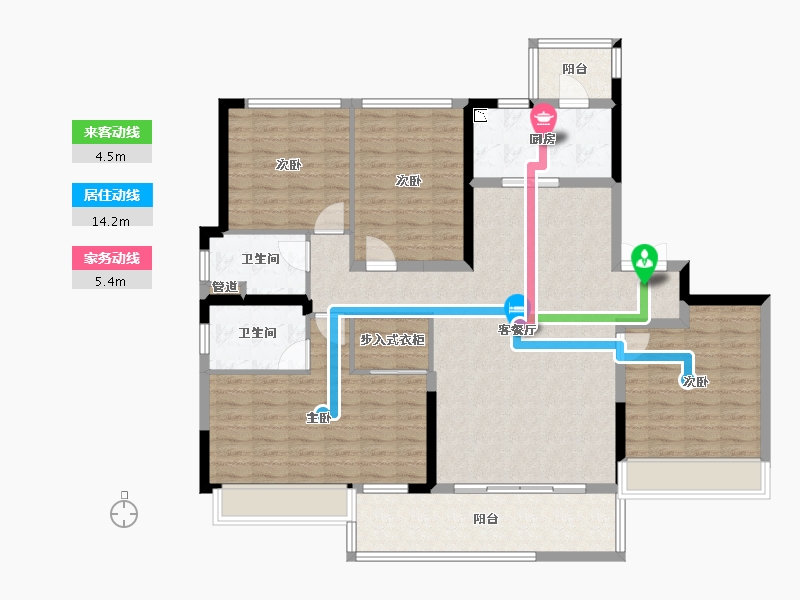 四川省-成都市-中车共享城D户型167m²-129.92-户型库-动静线