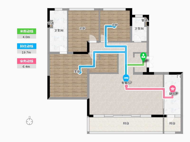 四川省-成都市-中车共享城E户型167m²-134.03-户型库-动静线