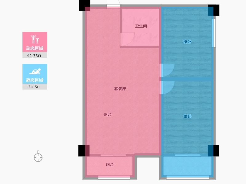 湖南省-长沙市-鑫远悦时代1号楼,1栋A7户型28房82m²-65.69-户型库-动静分区