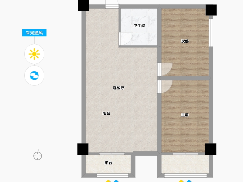 湖南省-长沙市-鑫远悦时代1号楼,1栋A7户型28房82m²-65.69-户型库-采光通风