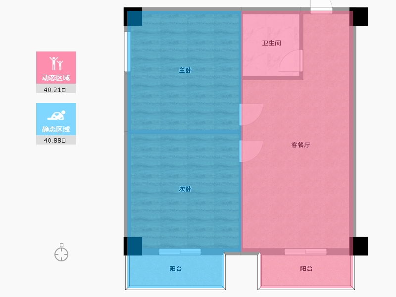 湖南省-长沙市-鑫远悦时代1号楼,1栋A2户型17房93m²-74.40-户型库-动静分区