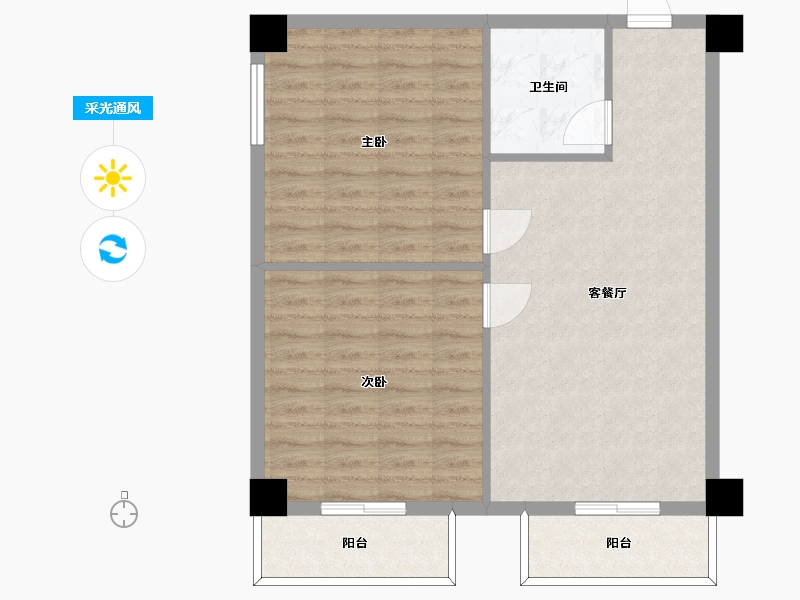 湖南省-长沙市-鑫远悦时代1号楼,1栋A2户型17房93m²-74.40-户型库-采光通风