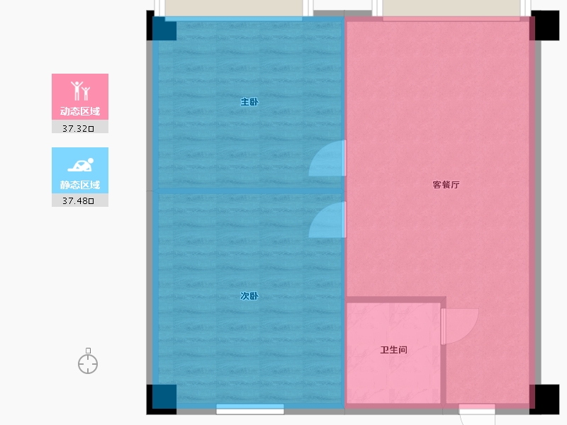 湖南省-长沙市-鑫远悦时代2号楼，2栋A5户型02房86m²-68.79-户型库-动静分区