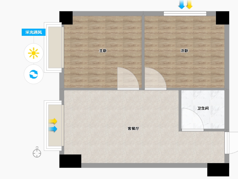 湖南省-长沙市-鑫远悦时代2号楼,2栋A2户型01房11房86m²-68.79-户型库-采光通风