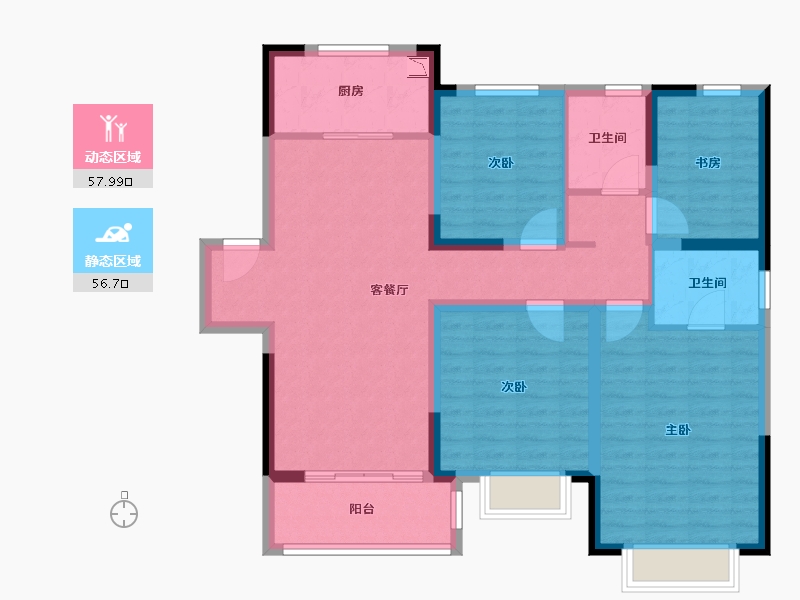 江苏省-南京市-中建国熙台1幢,3幢,6幢,7幢,10幢,12幢,15幢,16幢建面-102.17-户型库-动静分区