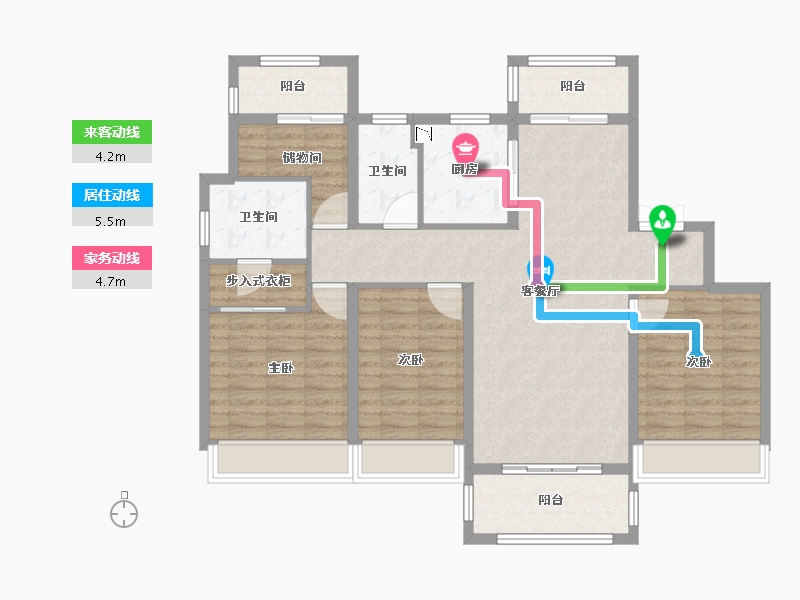 江苏省-南京市-葛洲坝融创紫郡府建面140m²-111.80-户型库-动静线