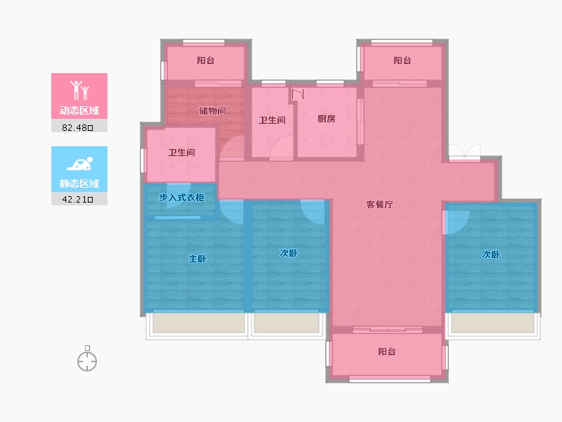 江苏省-南京市-葛洲坝融创紫郡府建面140m²-111.80-户型库-动静分区