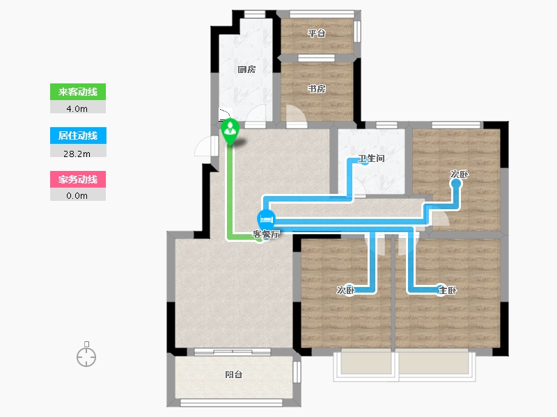 江苏省-南京市-金都华府建面111m²-88.59-户型库-动静线