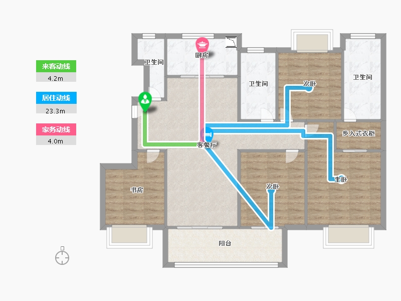 江苏省-南京市-颐和九里5幢,3幢,4幢建面127m²-101.39-户型库-动静线