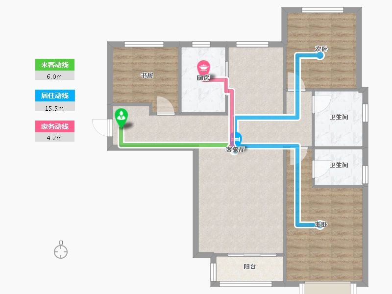 天津-天津市-天津华侨城望涛苑49号楼建面137m²-91.14-户型库-动静线