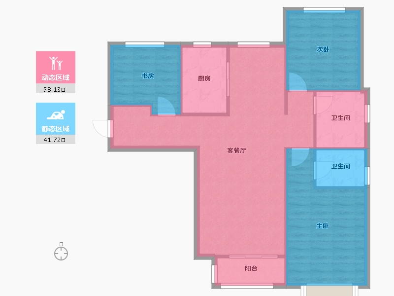 天津-天津市-天津华侨城望涛苑49号楼建面137m²-91.14-户型库-动静分区