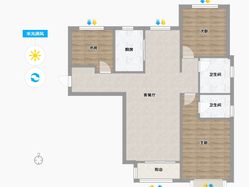 天津-天津市-天津华侨城望涛苑49号楼建面137m²-91.14-户型库-采光通风