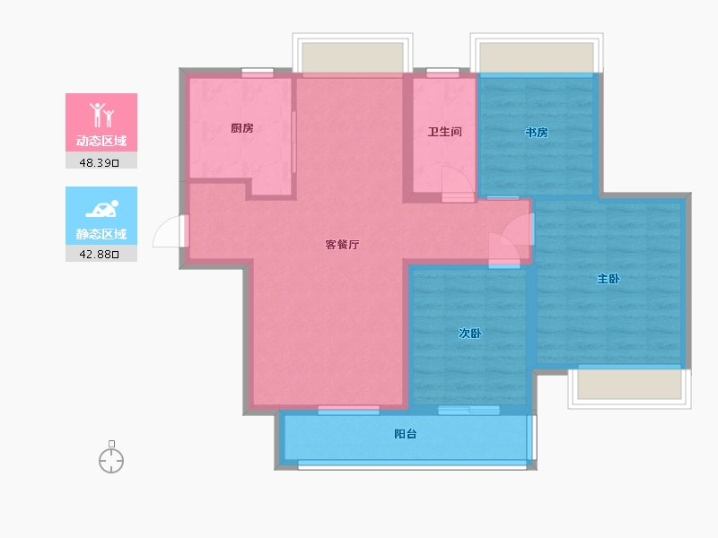 江苏省-苏州市-中交路劲璞玥风华3,4,1,2栋102㎡-81.67-户型库-动静分区