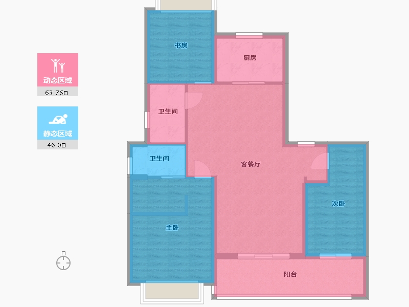 江苏省-苏州市-中交路劲璞玥风华26,27栋124㎡-99.00-户型库-动静分区