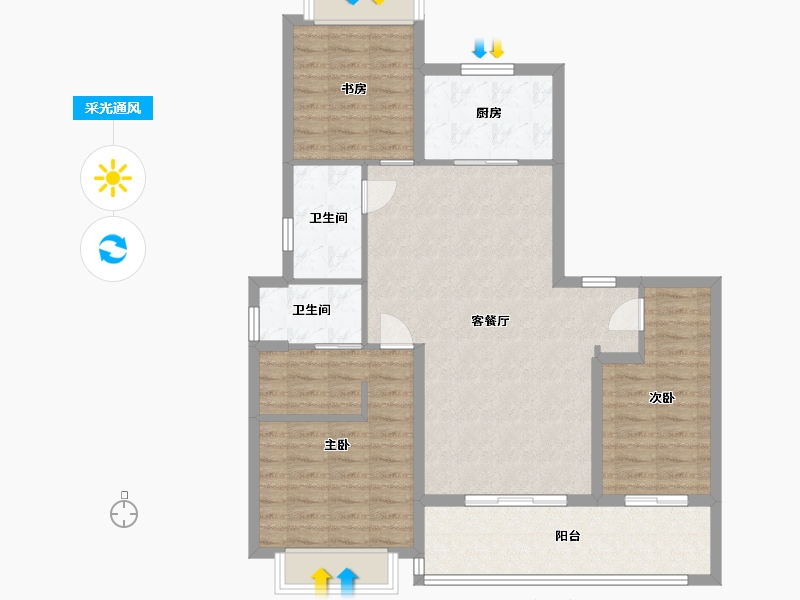 江苏省-苏州市-中交路劲璞玥风华26,27栋124㎡-99.00-户型库-采光通风