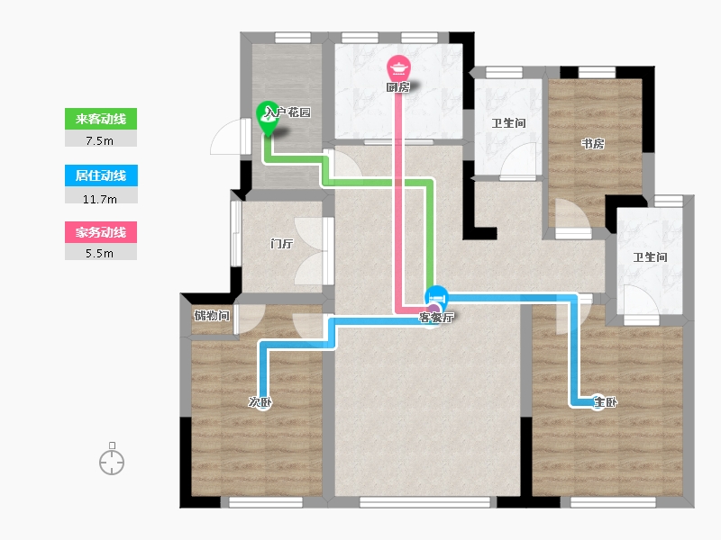 天津-天津市-宝德云湾4号楼,5号楼,12号楼,15号楼建面114m²-85.99-户型库-动静线