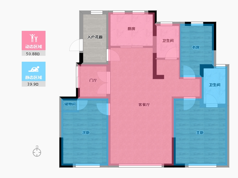 天津-天津市-宝德云湾4号楼,5号楼,12号楼,15号楼建面114m²-85.99-户型库-动静分区