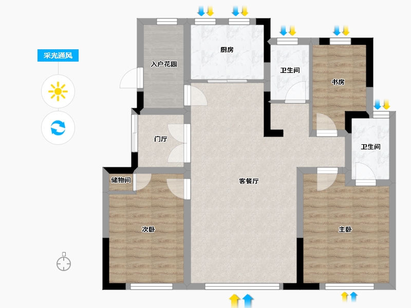 天津-天津市-宝德云湾4号楼,5号楼,12号楼,15号楼建面114m²-85.99-户型库-采光通风