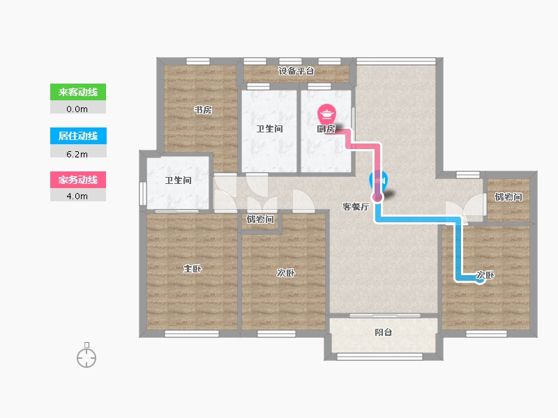 江苏省-苏州市-首开金茂熙悦1,2,16,6,25栋D2户型127m-103.30-户型库-动静线