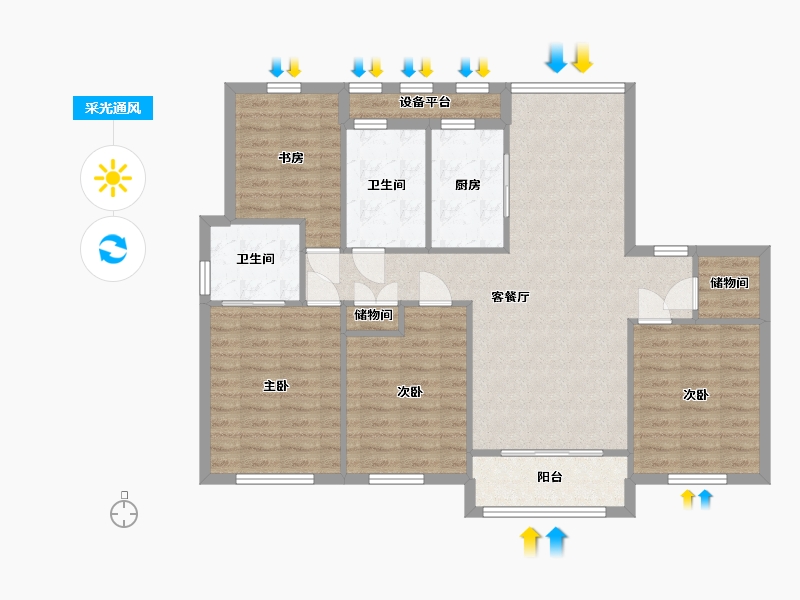 江苏省-苏州市-首开金茂熙悦1,2,16,6,25栋D2户型127m-103.30-户型库-采光通风