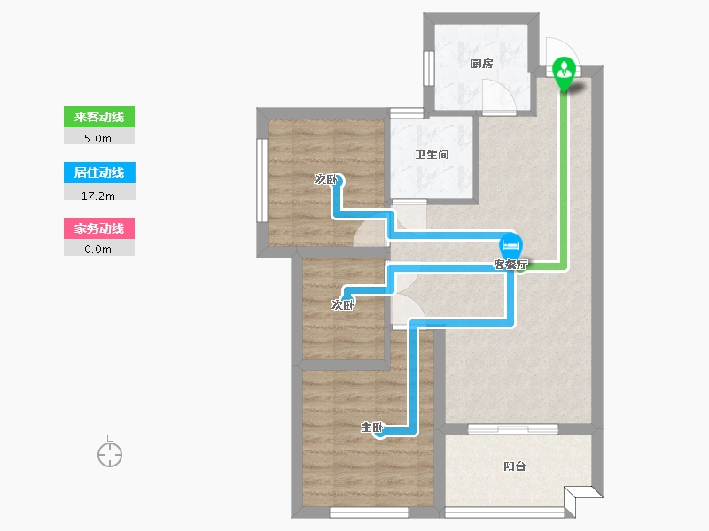 湖南省-长沙市-佛奥康桥水岸5号楼,7号楼,4号楼建面83m²-64.53-户型库-动静线