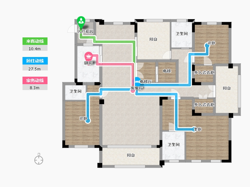 江苏省-苏州市-中吴红玺御园225㎡-180.43-户型库-动静线